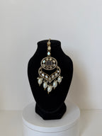 Bollywood Gunjan Mirror work Waterfall Necklace set with Earrings and MangTika