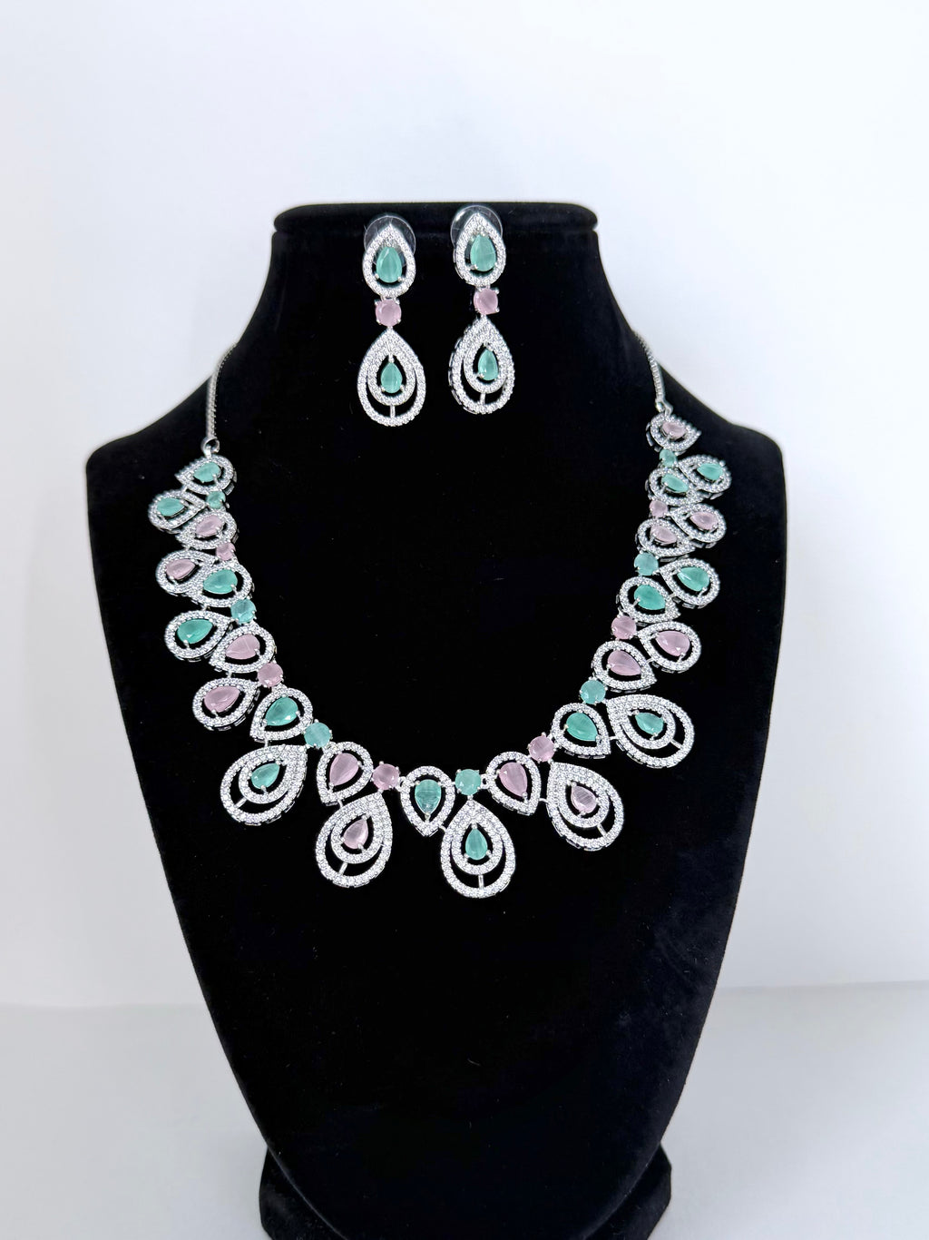 Elegant Noor American Diamond Set with Earrings