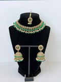 Bollywood Polki Hara Necklace/Choker Set with Jhumka and Mangtika