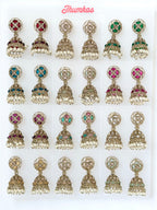 Polki Small Jhumka Pack - 12 Colors Traditional Indian Jewelry with Elegant Pearl Details