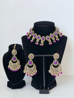 Bollywood Pihu Necklace Set with Earrings and Tikka