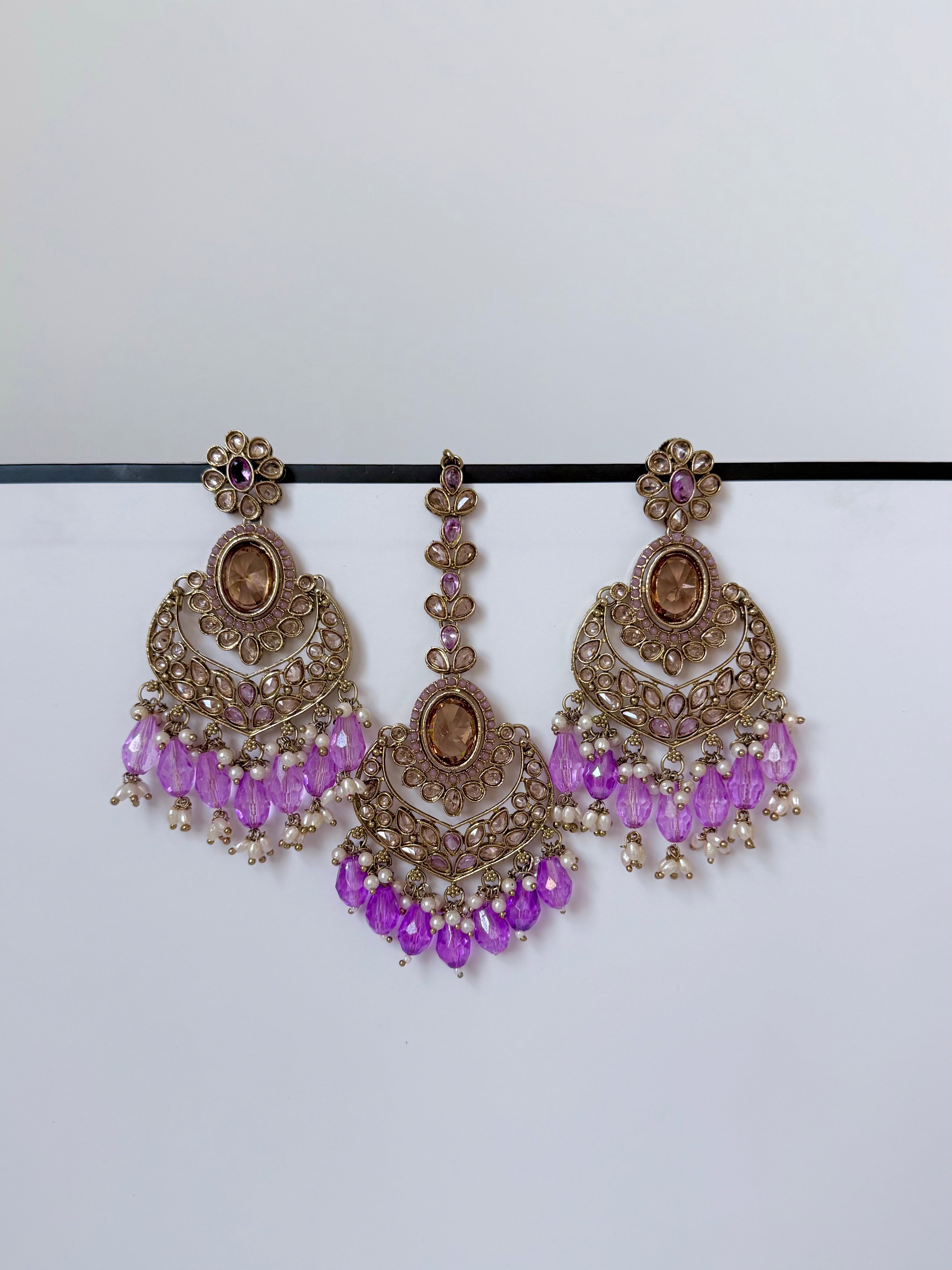 Desi Mohini Pollki Earring and Tikka Set