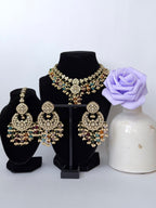 Bollywood Ziana Stonwork Necklace Set with Earrings and Tikka