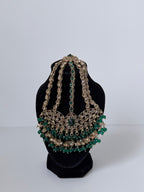 Bollywood Sairoon Polki and Stonework Necklace set with Earrings, Mangtika and Jhoomar