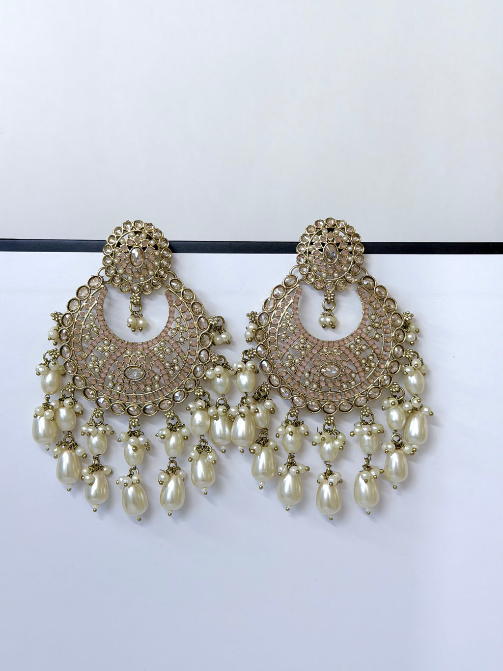 Polki Siya Chandbali Earrings