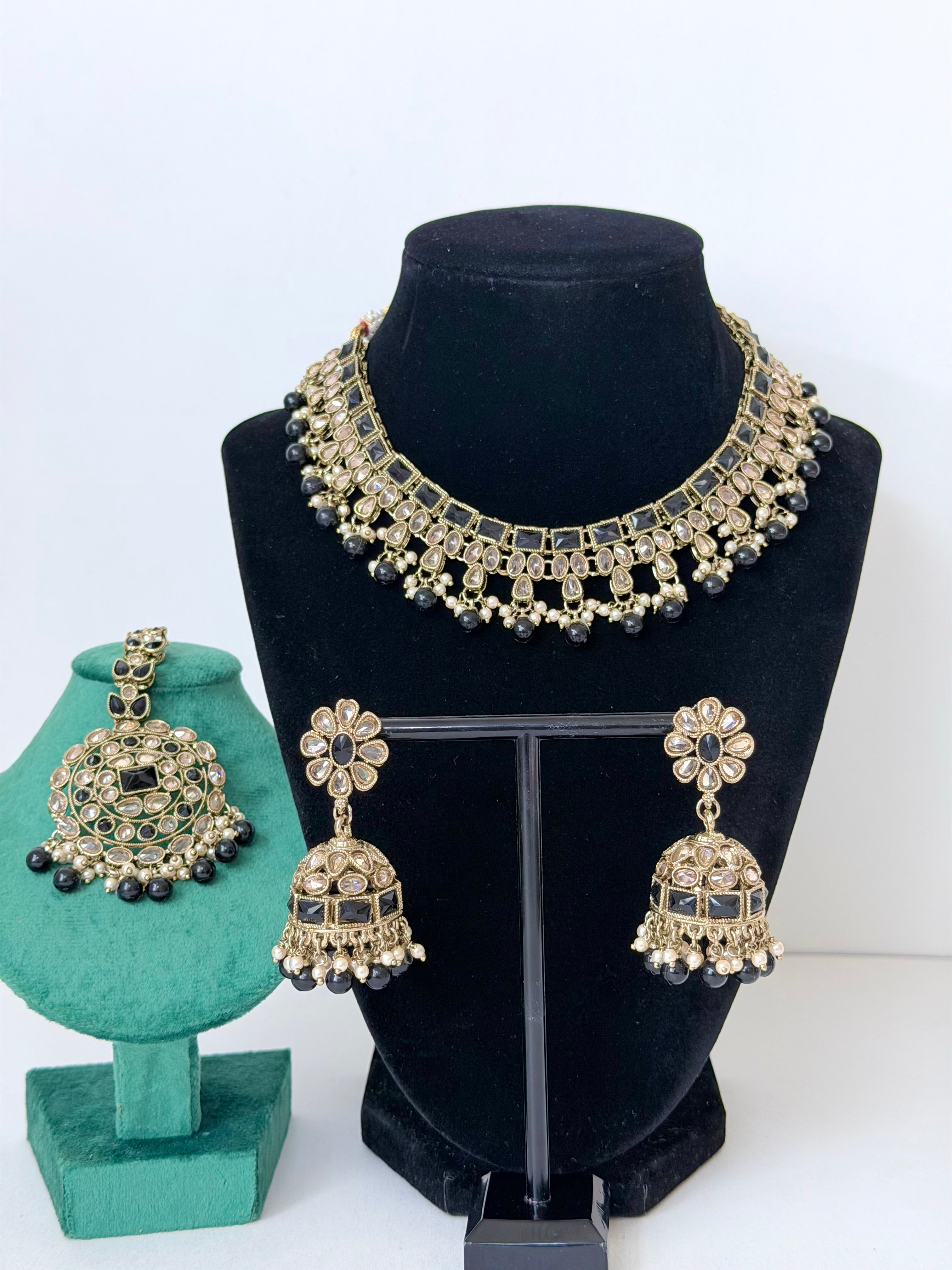 Bollywood Lightweight Polki Juhi Necklace Set with Jhumka and Mangtika