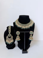 Bollywood Polki Pratha Necklace Set with Jhumka and Mangtika