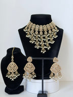 Jhalak Polki Waterfall Necklace set with Earrings and Mangtika