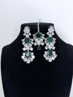 Royal Shahana Emerald American Diamond Set with Earrings and MangTika