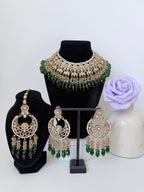 Bollywood Aabira Necklace Set with Chandbali Earrings and Mangtika