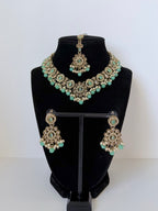 Bollywood Polki Ira Necklace with Earrings and Mangtika
