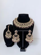 Bollywood Polki Azmira Lightweight Necklace set with Earrings and Tikka