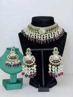 Bollywood Necklace Nazrana  Kundan Necklace Set with Earrings and Mangtika