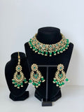 Bollywood Humaira Stonework Necklace Set with Earrings and Mangtika