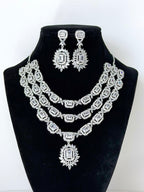Elegant Aarohi Three Layer American Diamond Set with Earrings
