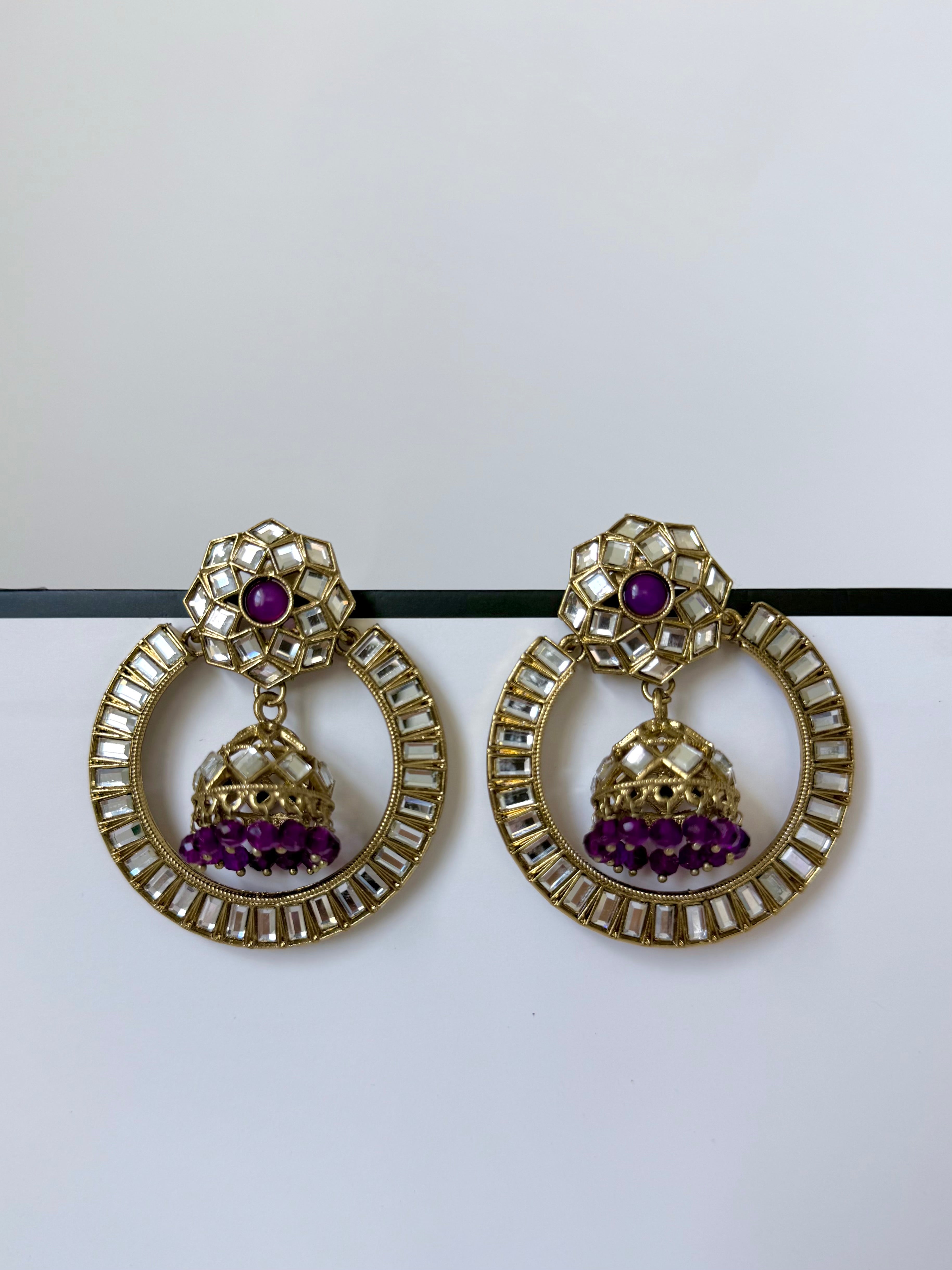 Lightweight Kundan Priya Earrings with Jhumka