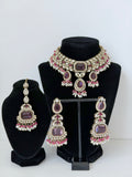 Bollywood Gauri Kundan Necklace Set with Earrings and Mangtika