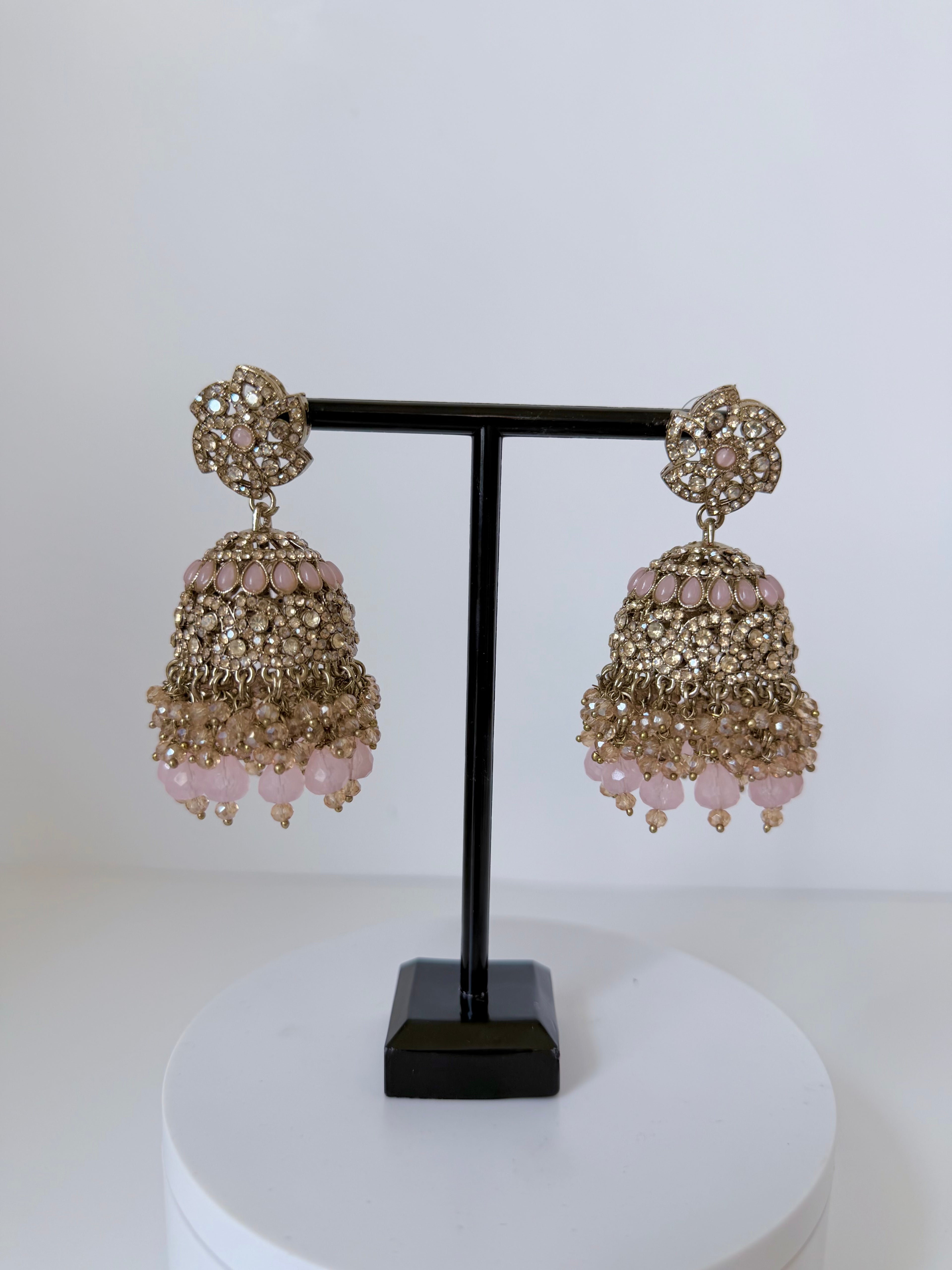 Bollywood Delina Stonework Necklace set with Jhumka and Mangtika