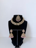 Bollywood Single Line Heer Necklace Set with Jhumka and Tikka