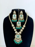 Bollywood Warda Kundan Mala Set with Earrings and Tika