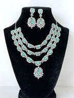 Elegant Aarohi Three Layer American Diamond Set with Earrings