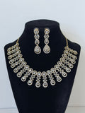 American Diamond Meira Necklace Set with Earrings in Gold Base