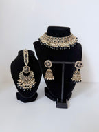 Bollywood Polki Pratha Necklace Set with Jhumka and Mangtika