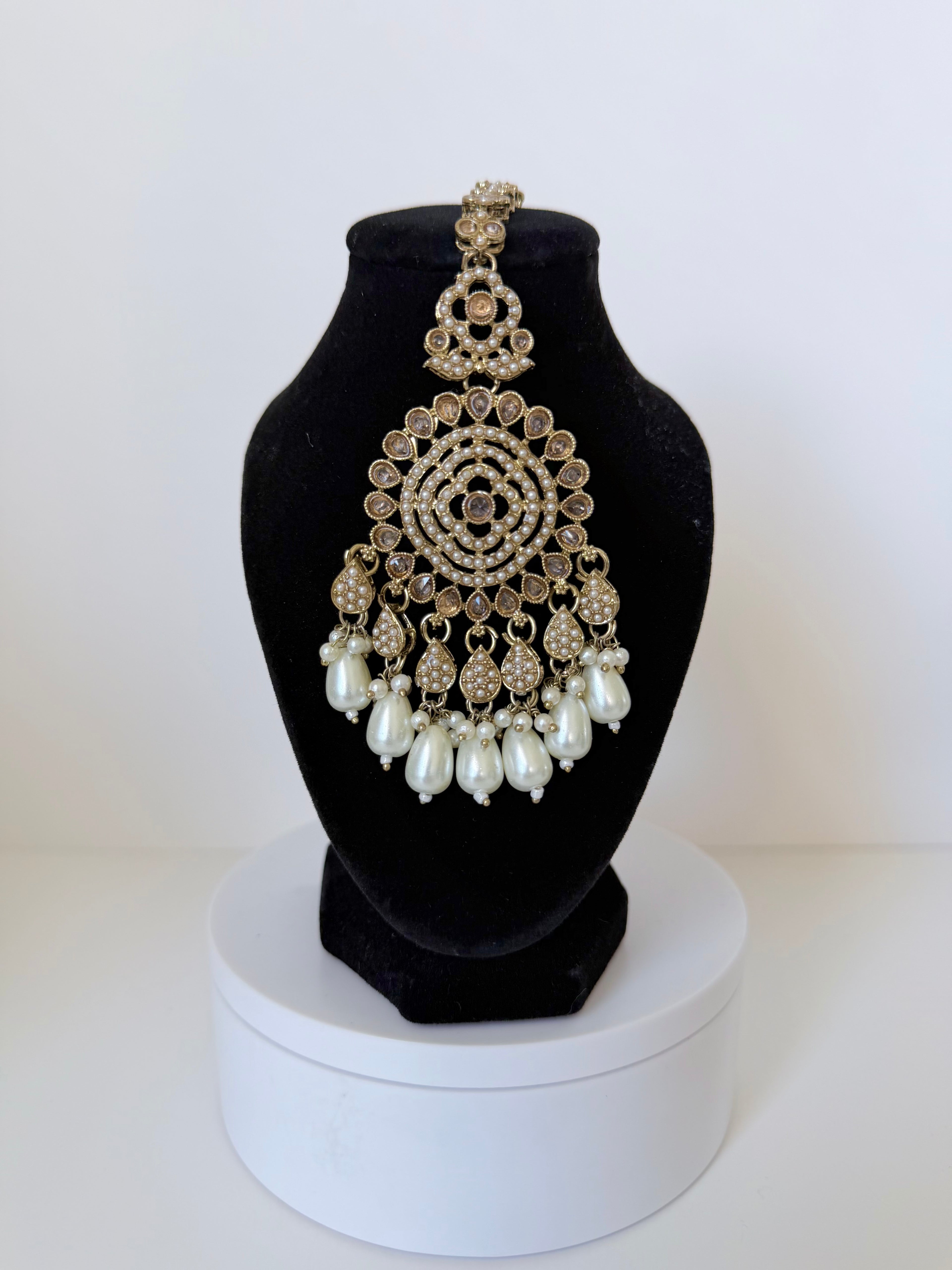 Bollywood Falak Polki Necklace Set with Sahara earrings and TIkka