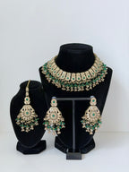 Bollywood Krithika Stonework Necklace Set with Earrings and Mangtika