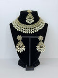 Bollywood Polki Ruhi Necklace Set with Earrings and Tikka