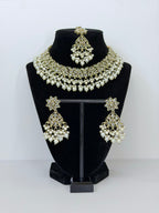 Bollywood Polki Ruhi Necklace Set with Earrings and Tikka