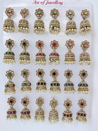 Polki Small Jhumka Pack - 12 Colors Traditional Indian Jewelry with Elegant Pearl Details