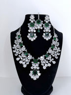 Royal Shahana Emerald American Diamond Set with Earrings and MangTika