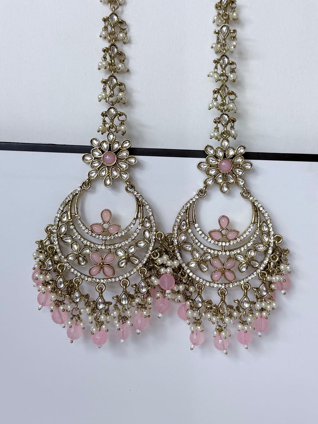 Bollywood Aarika Kundan Chandbali Earrings with Earchain