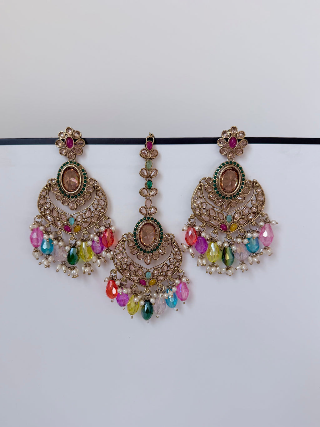 Desi Mohini Pollki Earring and Tikka Set