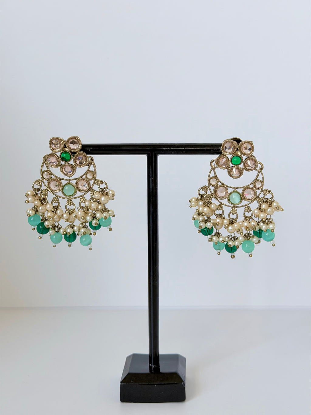 Bollywood Polki Riva Necklace Set with Earrings and Tikka
