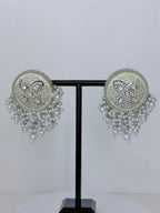 Meenakari Stud Earrings with Pearl & Bead Drops | Traditional Indian Statement Jewelry