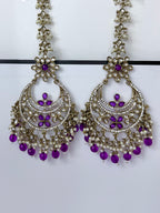 Bollywood Aarika Kundan Chandbali Earrings with Earchain