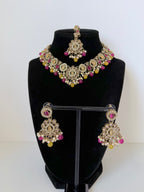 Bollywood Polki Ira Necklace with Earrings and Mangtika