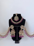 Bollywood Zohra Necklace set with Sahara Jhumka and Mangtika