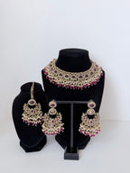 Bollywood Polki Azmira Lightweight Necklace set with Earrings and Tikka