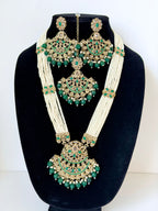 Bollywood Waheeda Polki Mala Set with Earrings and Mangtika