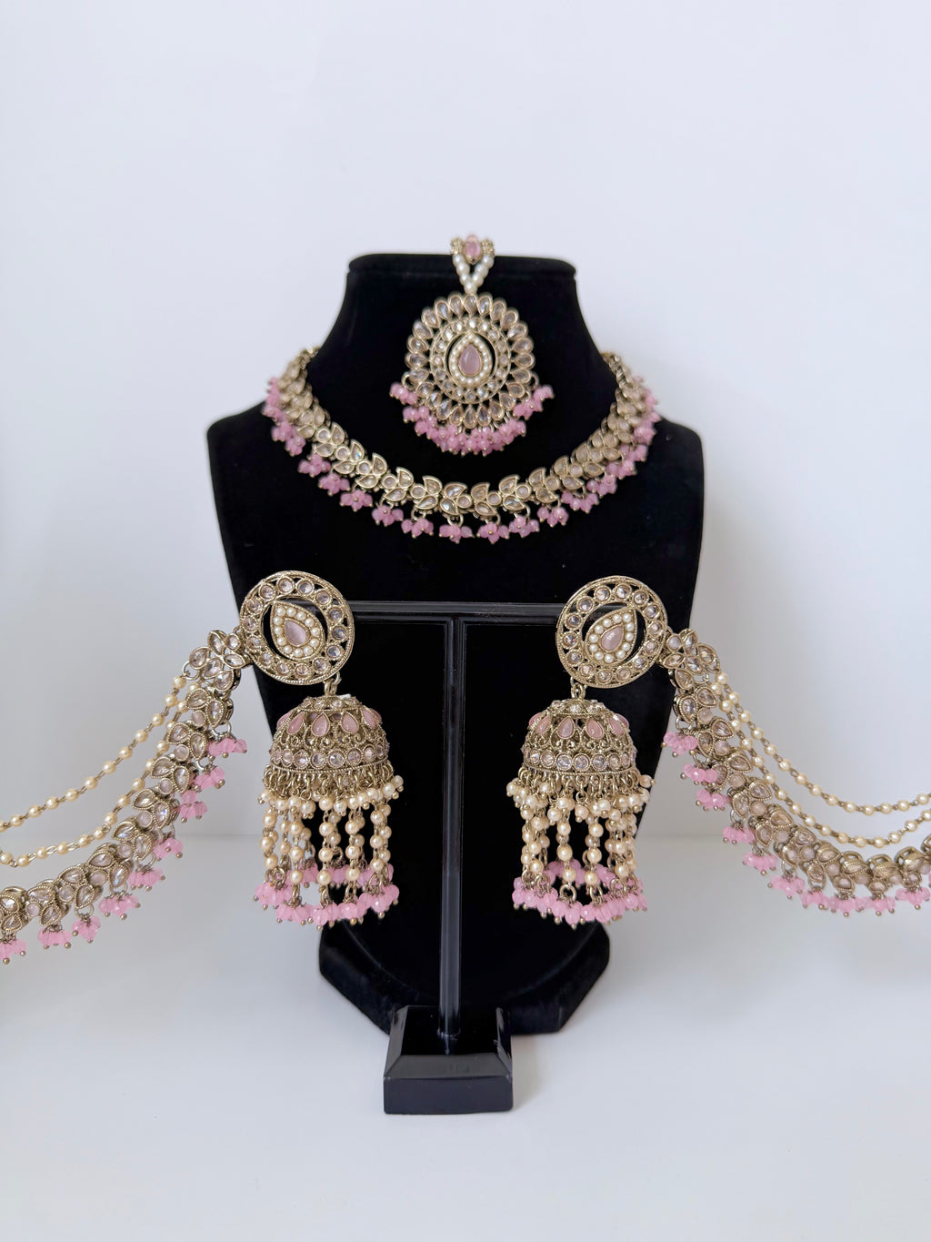 Bollywood Zohra Necklace set with Sahara Jhumka and Mangtika