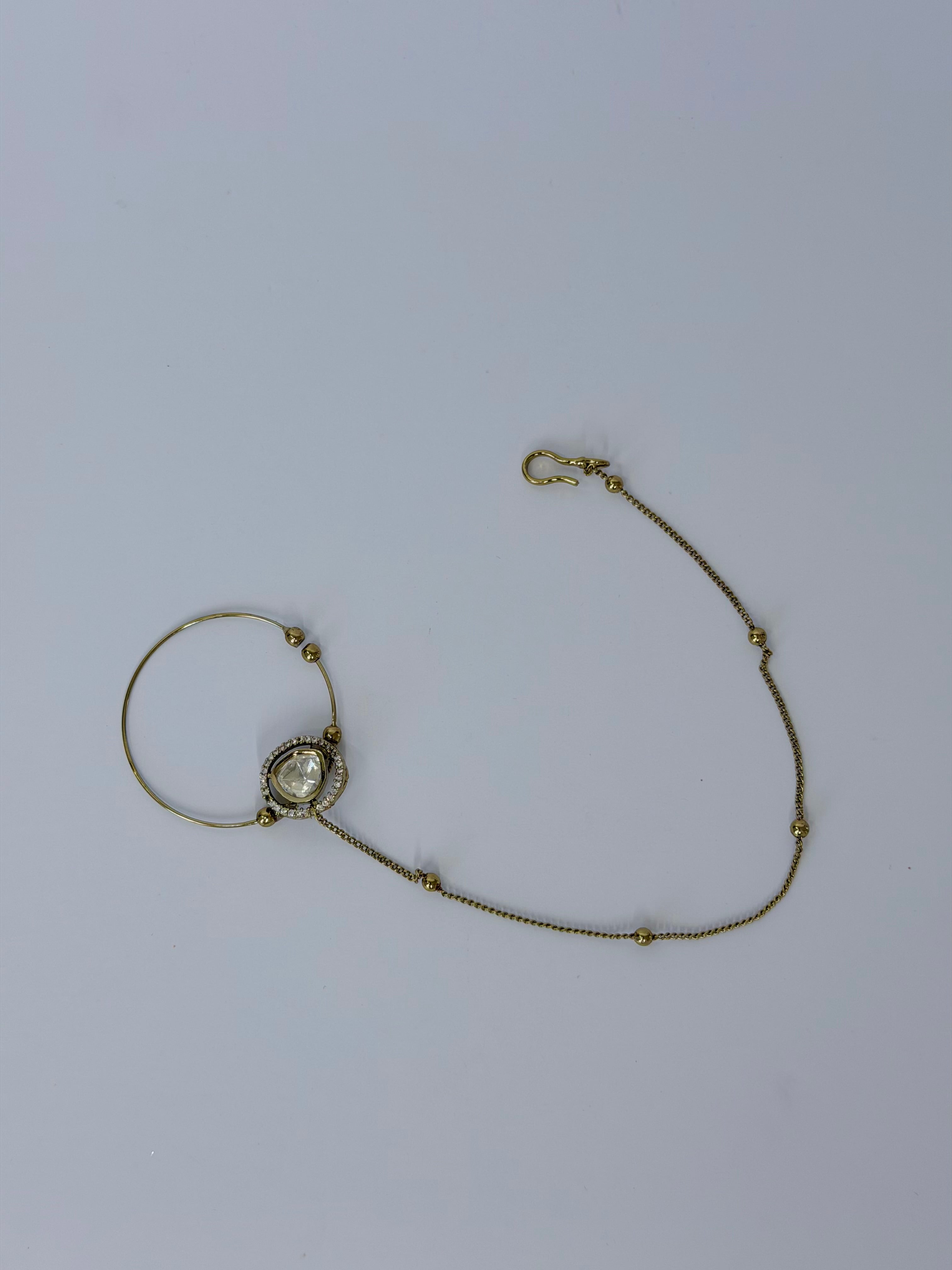 Kundan Nose ring with Chain
