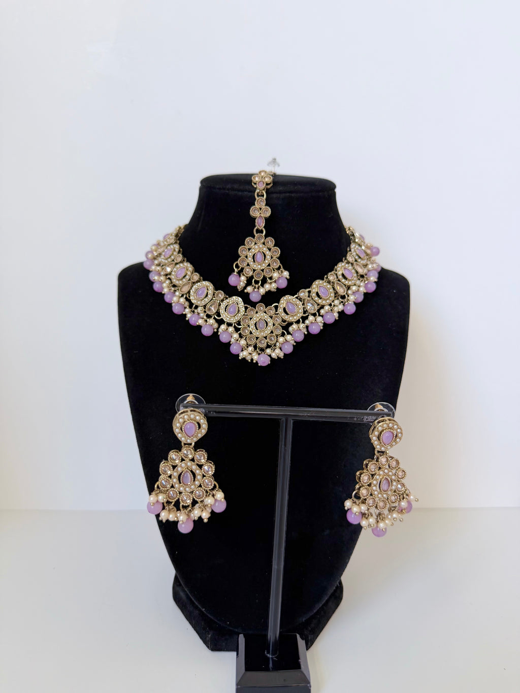 Bollywood Polki Ira Necklace with Earrings and Mangtika