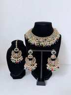 Bollywood Polki Azmira Lightweight Necklace set with Earrings and Tikka