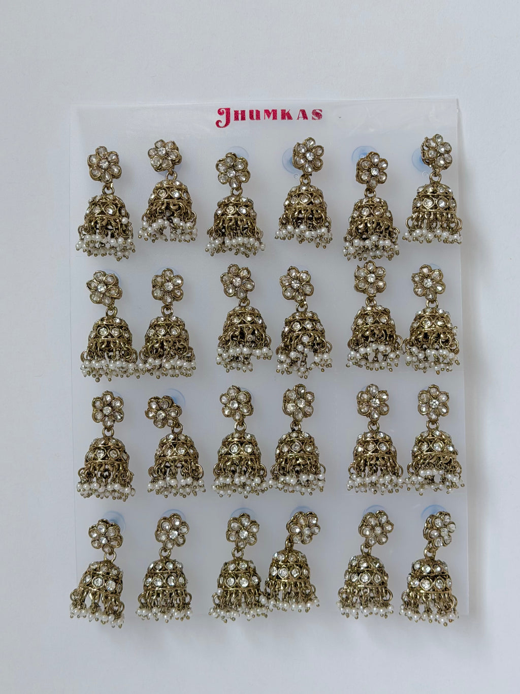 Polki Small Jhumka Pack - 12 Colors Traditional Indian Jewelry with Elegant Pearl Details