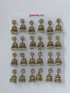 Polki Small Jhumka Pack - 12 Colors Traditional Indian Jewelry with Elegant Pearl Details