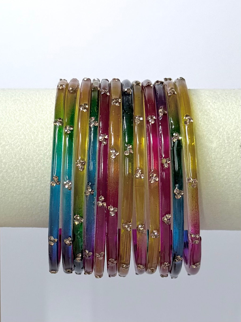 Trending Viral Glass Bangles - Colorful Glass Bangles for All Occasions 12 pcs