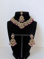 Bollywood Polki Ira Necklace with Earrings and Mangtika